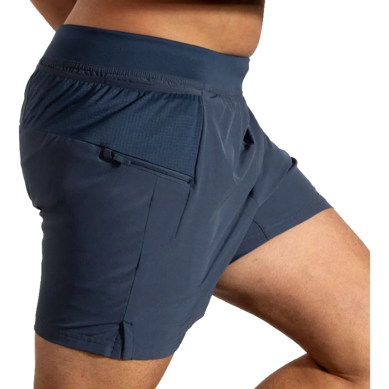 Men's moisture - wicking performance shorts for sweaty outdoor activitiesBrooks Sherpa 2 In 1 Mens Running Shorts - Blue