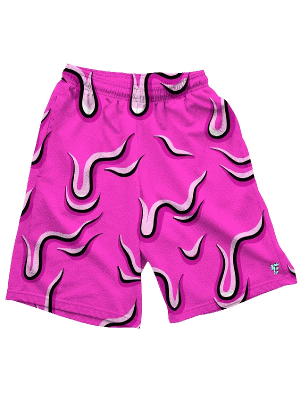 Men's plaid pattern wool blend shorts for a preppy fall styleNeon Drippy (Pink) Shorts