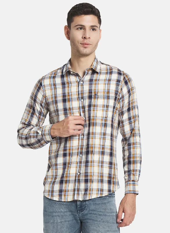 Plus Size Men's Plaid Flannel Casual Shirts in Earth Tones for a Cozy Fall OutfitMen NAvy Blue Check Shirt