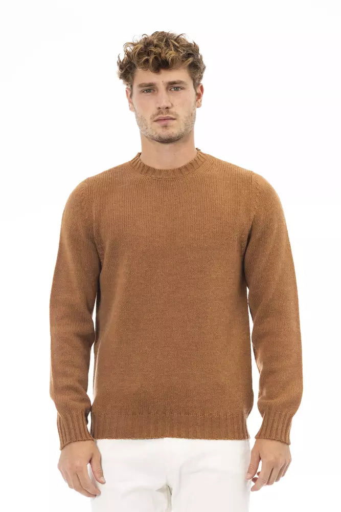 Men's Fringe - Trimmed Boho - Style Sweater in Beige for a Music Festival VibeAlpha Studio  Alpaca Leather Men's Sweater