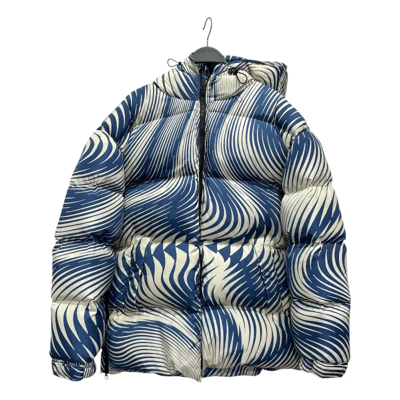 Men coats with a detachable faux - fur collar for a trendy and warm touchDRIES VAN NOTEN/Coat/XL/Nylon/BLU/All Over Print/Vorley Coat w side zip detail