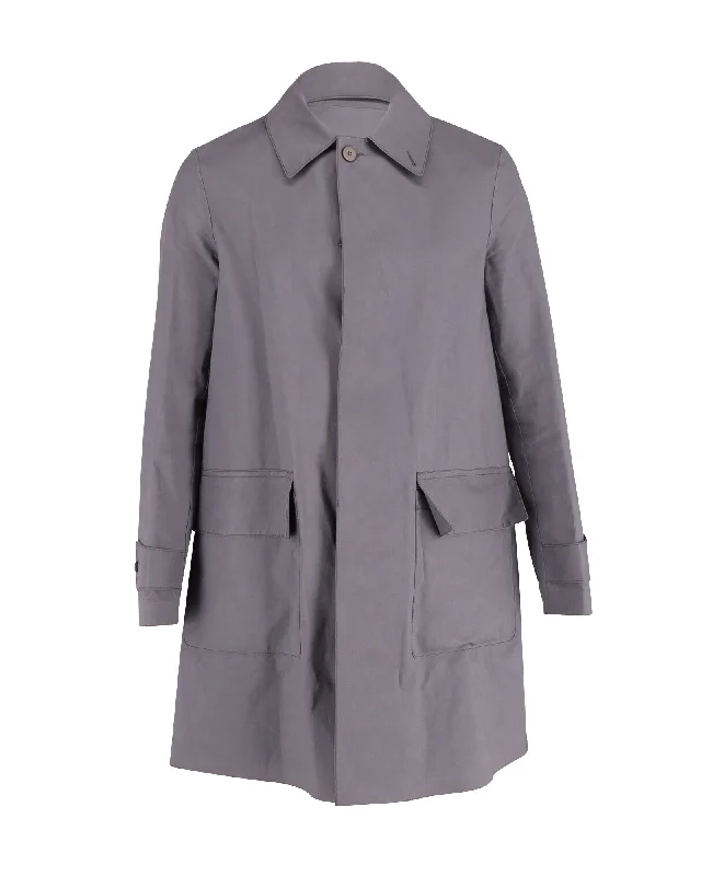 Men coats with a wind - resistant outer layer for blustery weatherBalenciaga Mackintosh Coat in Grey Cotton