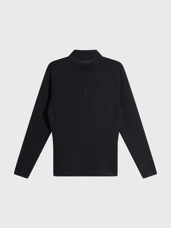 Men jackets with a built - in hood that can be stowed away when not in useBARRY'S BLACK HALF ZIP LONG SLEEVE