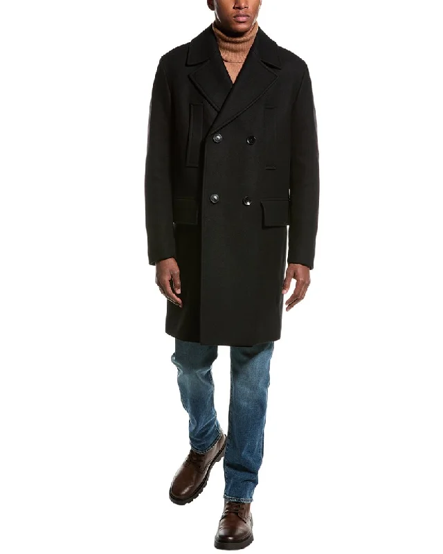 Slim - fit men coats in navy blue for a classic and sophisticated appearanceBOSS Hugo Boss Cam Wool-Blend Peacoat