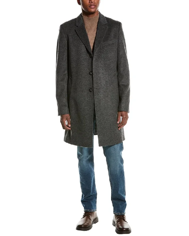 Men coats with a wind - resistant outer layer for blustery weatherBOSS Hugo Boss Hyde Slim Fit Wool & Cashmere-Blend Peacoat