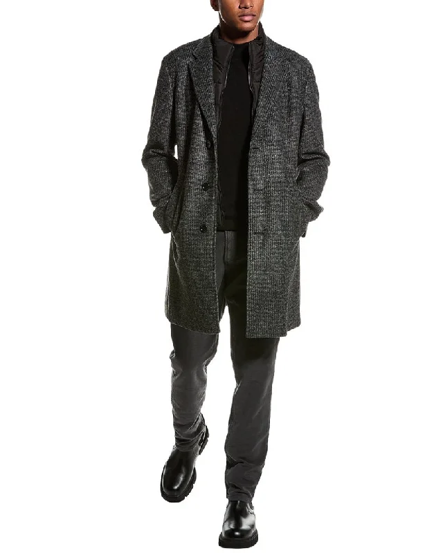 Men coats with a stand - up collar for a sleek and modern lookBOSS Hugo Boss Hyde Wool-Blend Peacoat