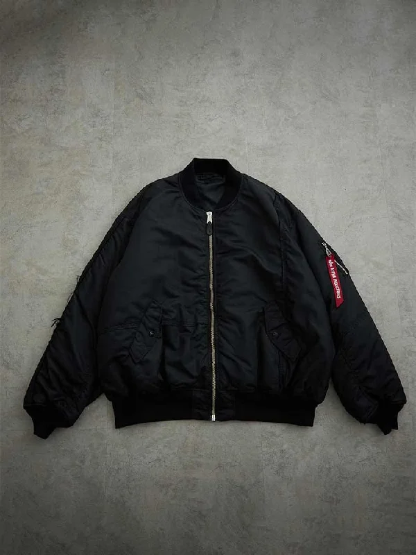 Men jackets with a hidden interior pocket for secure storageMen jackets with a hidden interior pocket for secure storageALPHA X MASTERMIND MA-1 BOMBER JACKET