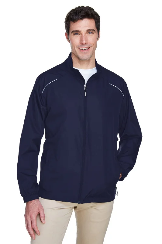 Men jackets with a hidden interior pocket for secure storageMen jackets with a hidden interior pocket for secure storageCore 365 Mens Motivate Water Resistant Full Zip Jacket - Classic Navy Blue