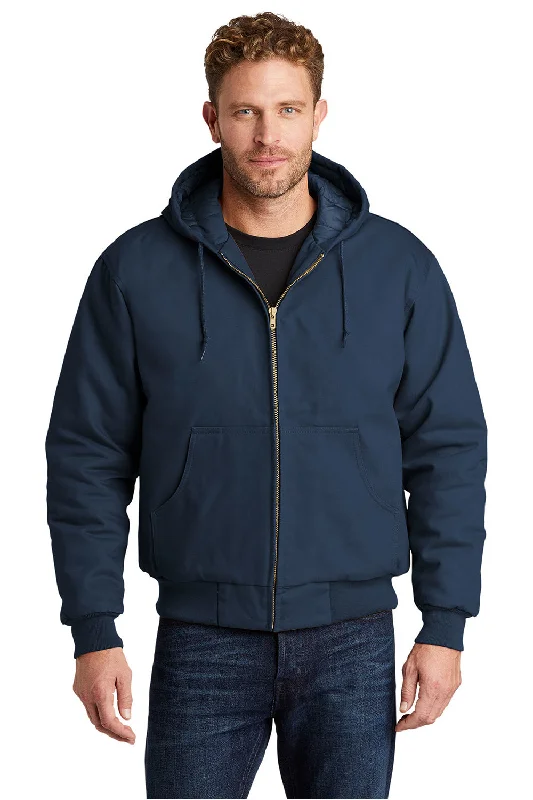 Lightweight men jackets made from recycled nylon for eco - friendly travelLightweight men jackets made from recycled nylon for eco - friendly travelCornerStone Mens Duck Cloth Full Zip Hooded Jacket - Navy Blue