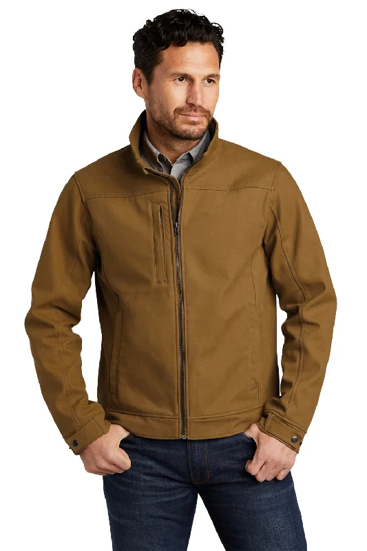 Men jackets with a built - in hood that can be stowed away when not in useMen jackets with a built - in hood that can be stowed away when not in useCornerStone Mens Duck Cloth Water Resistant Full Zip Jacket - Duck Brown