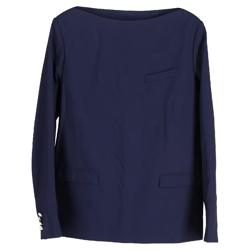 Men coats with a water - resistant finish for light rain and splashesDior Blazer Style Top in Navy Blue Wool