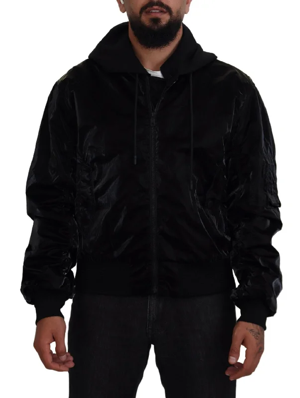 Men coats with a stand - up collar for a sleek and modern lookMen coats with a stand - up collar for a sleek and modern lookDolce & Gabbana Elegant  Bomber Hooded Men's Jacket