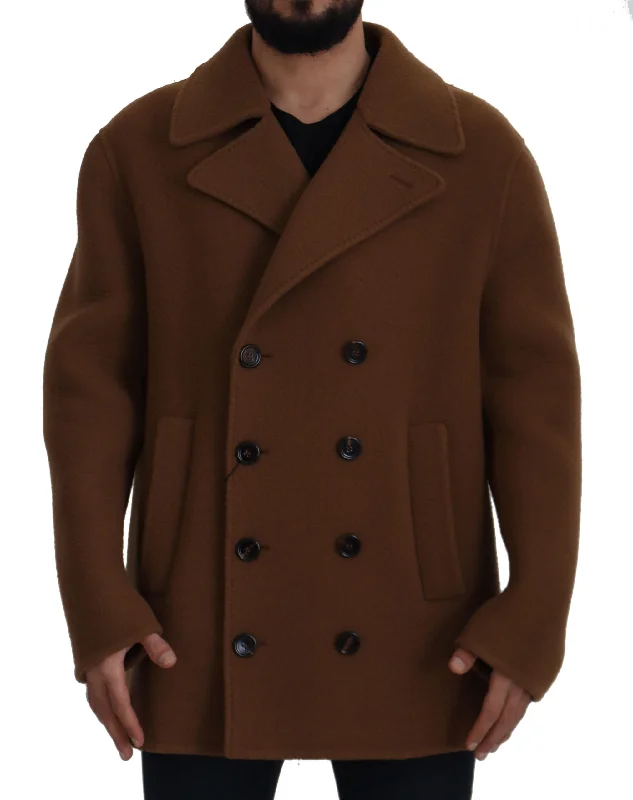 Men coats with a zip - out lining for easy cleaning and versatilityMen coats with a zip - out lining for easy cleaning and versatilityDolce & Gabbana Elegant Double Breasted  Men's Jacket