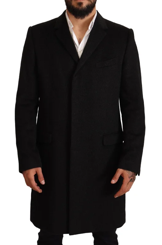 Men coats with multiple inner pockets for convenient storage of essentialsDolce & Gabbana Elegant  Long Overcoat in Pure Men's Cashmere