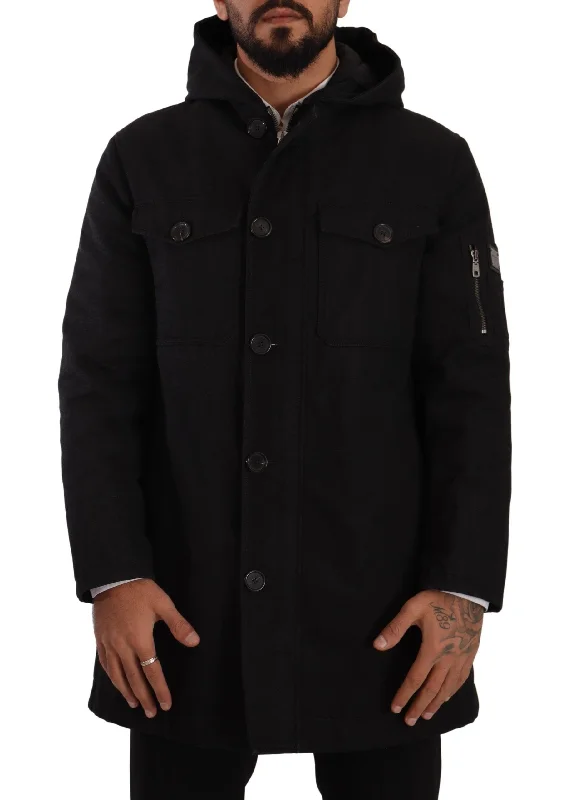 Men coats with a contrasting trim for a fashion - forward aestheticMen coats with a contrasting trim for a fashion - forward aestheticDolce & Gabbana Elegant  Parka Hooded Men's Jacket