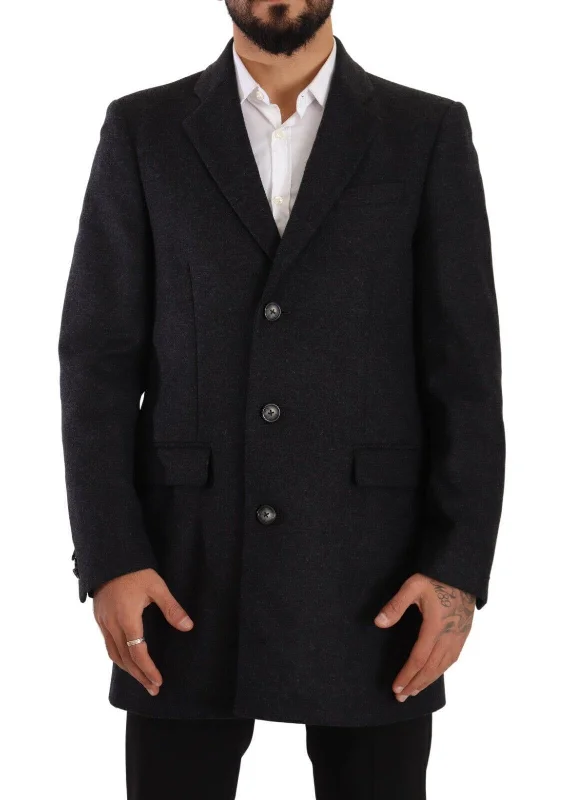 Men coats with a quick - drying feature for active lifestylesDolce & Gabbana Elegant   Woolen Men's Overcoat