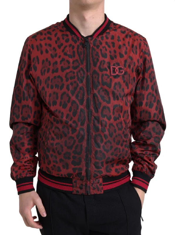 Slim - fit men coats in navy blue for a classic and sophisticated appearanceSlim - fit men coats in navy blue for a classic and sophisticated appearanceDolce & Gabbana  Leopard Print Bomber Men's Jacket