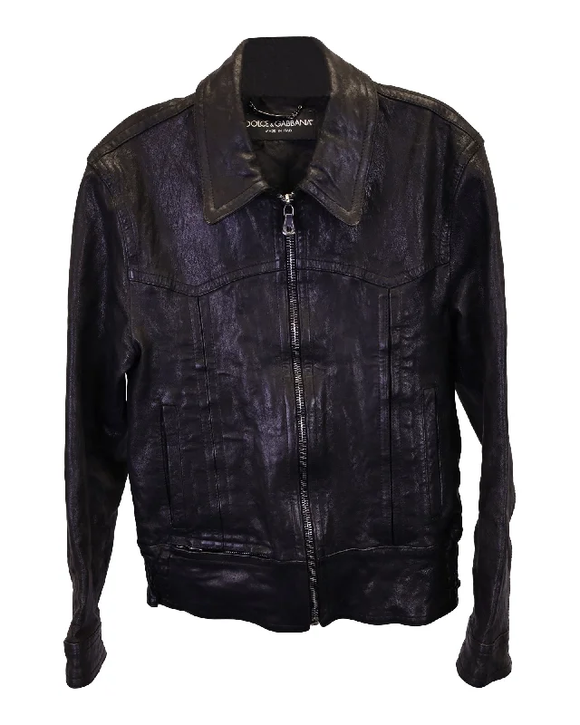 Men coats made from recycled materials for an eco - friendly choiceMen coats made from recycled materials for an eco - friendly choiceDolce & Gabbana Vintage Zipped Jacket in Black Leather