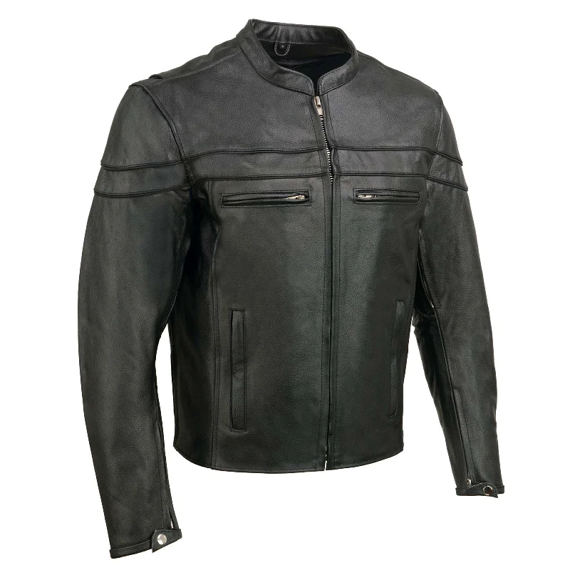 Hooded men jackets with a detachable faux - fur trim for added warmthHooded men jackets with a detachable faux - fur trim for added warmthEvent Leather Men's Black Sporty Scooter Crossover Motorcycle Riding Leather Jacket EL1408