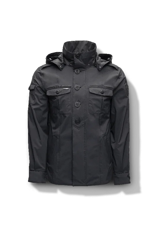 Men jackets with a built - in hood that can be stowed away when not in useMen jackets with a built - in hood that can be stowed away when not in useFisherman Men's Lightweight Tech Jacket