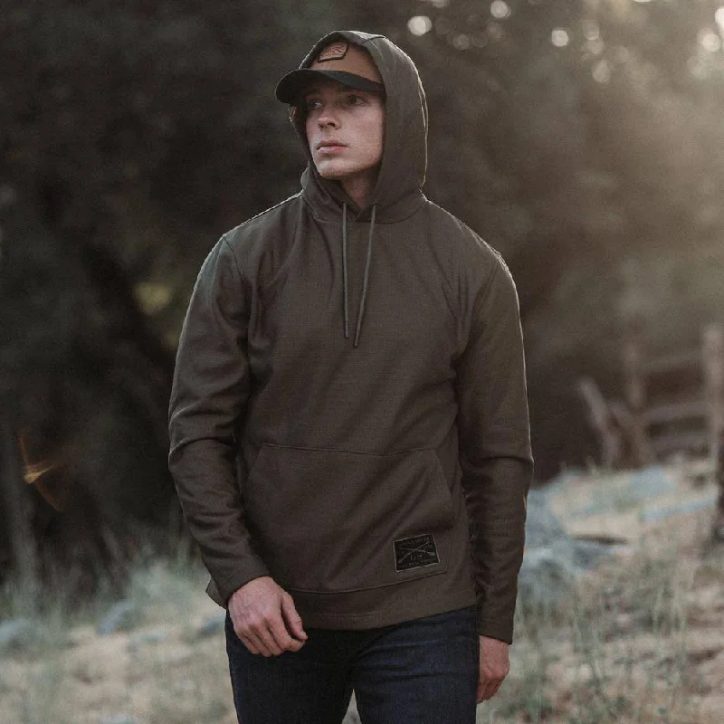 Fleece - lined men jackets for cold - weather commutingMen's Waffle Top Hoodie - Military Green