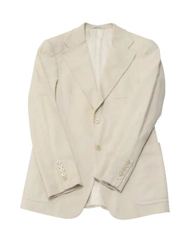 Long - line men coats reaching below the knee for maximum coverageGucci Corduroy Blazer in Ivory Cotton