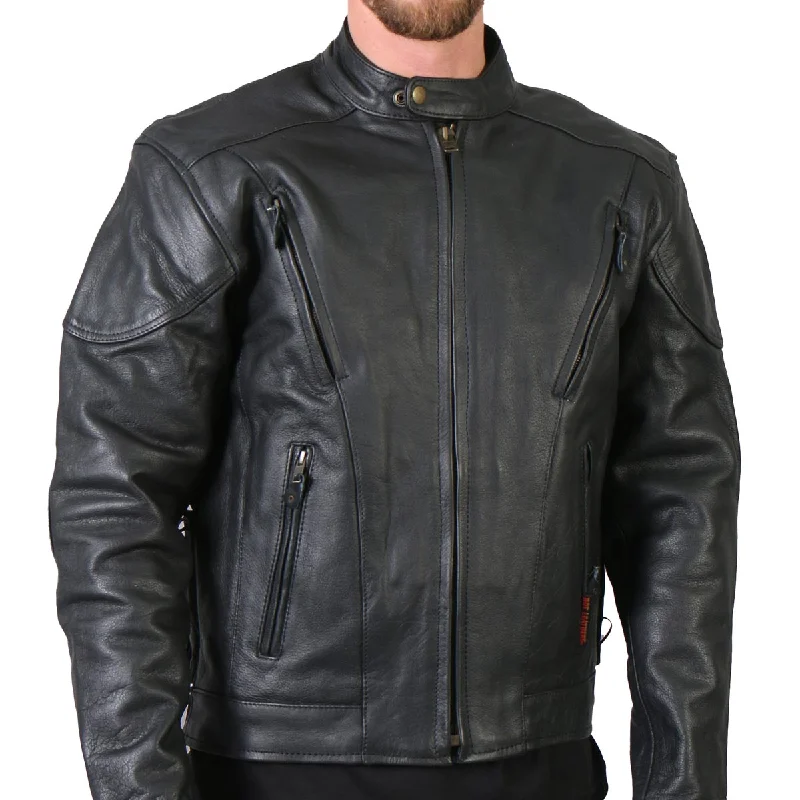 Fleece - lined men jackets for cold - weather commutingFleece - lined men jackets for cold - weather commutingHot Leathers Men's Premium Leather Vented Motorcycle Biker Jacket JKM1010