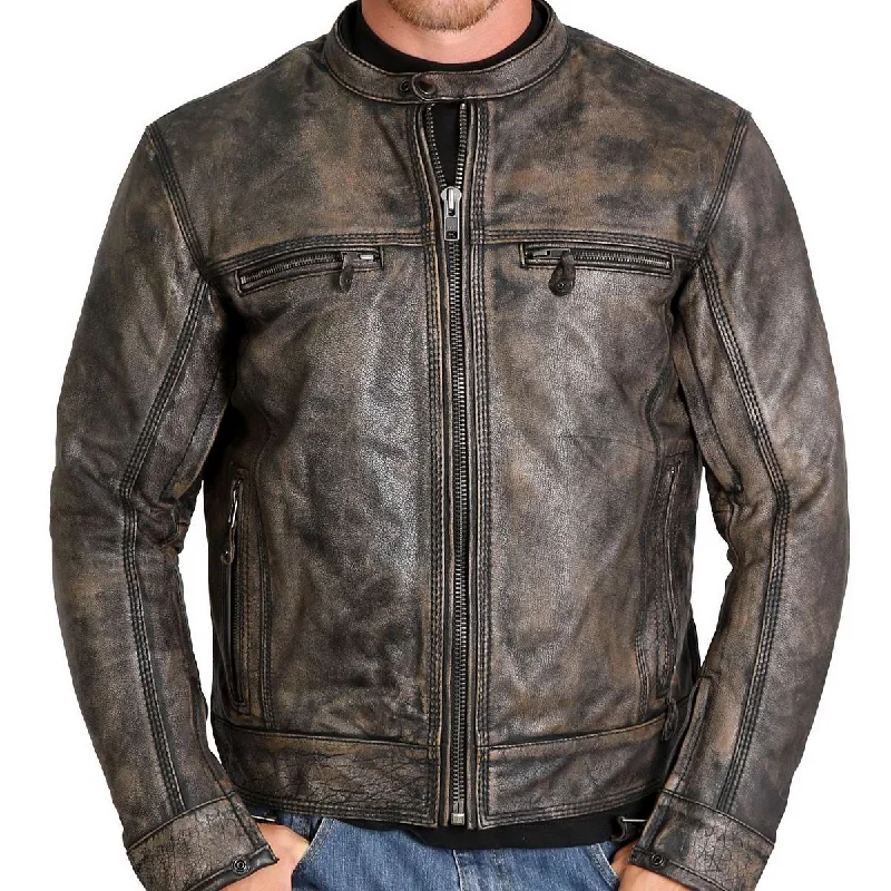 Lightweight men jackets made from recycled nylon for eco - friendly travelLightweight men jackets made from recycled nylon for eco - friendly travelHot Leathers JKM1019 Men's Distressed Brown Leather Jacket with Inside Storage Pockets