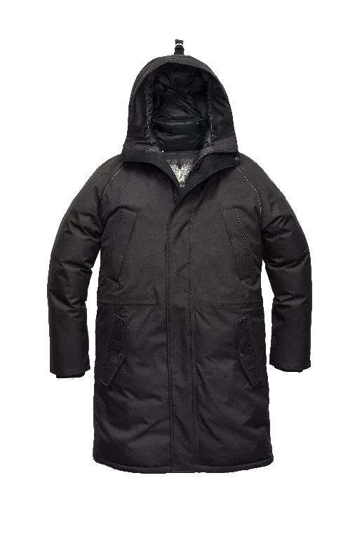 Men jackets with a zip - off sleeves to convert to a vestJasper Men's Long Parka