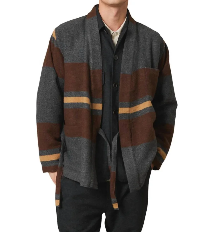 Men coats with a wind - resistant outer layer for blustery weatherMen coats with a wind - resistant outer layer for blustery weatherKyoto Work Jacket In Charcoal Stripe