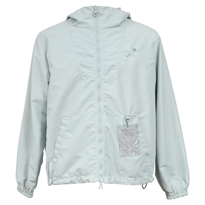 Men coats with a contrasting trim for a fashion - forward aestheticLouis Vuitton Monogram Reversible Windbreaker in Light Blue Nylon