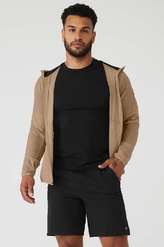 Slim - fit leather men jackets with a distressed finish for a rugged lookSlim - fit leather men jackets with a distressed finish for a rugged lookRepeat Running Jacket - Gravel