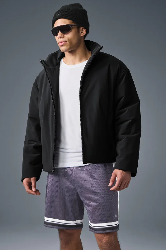 Men jackets with a hidden interior pocket for secure storageMen jackets with a hidden interior pocket for secure storageStretch Woven Notable Jacket - Black