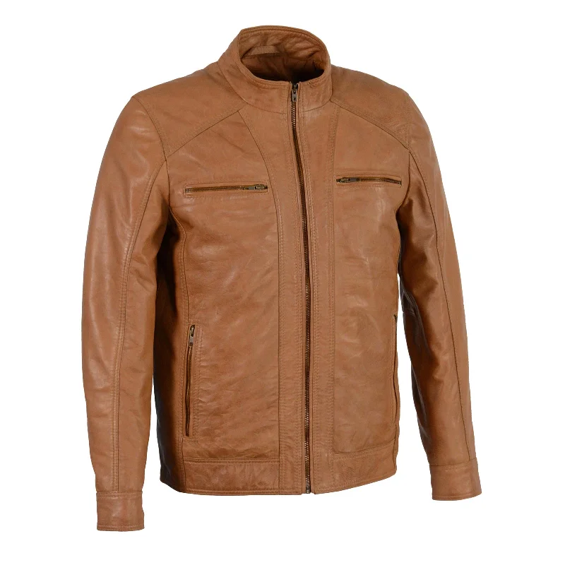 Men jackets with a hidden interior pocket for secure storageMen jackets with a hidden interior pocket for secure storageMilwaukee Leather Men's Saddle Color Lambskin Motorcycle Fashion Leather Jacket SFM1860