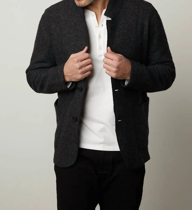 Men coats made from recycled materials for an eco - friendly choiceMen coats made from recycled materials for an eco - friendly choiceMens Bowen Boiled Wool Blend Jacket In Charcoal