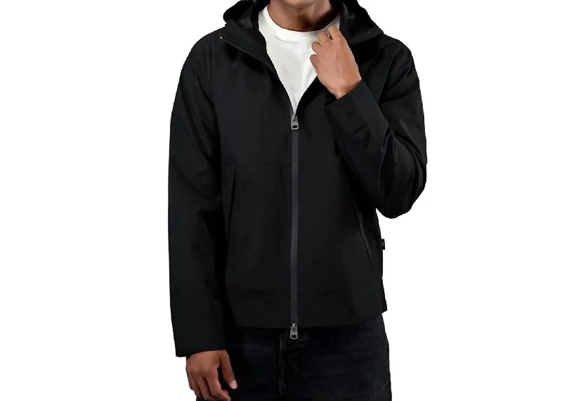 Men coats with a water - resistant finish for light rain and splashesMen coats with a water - resistant finish for light rain and splashesMen's Hooded Woven Jacket In Black