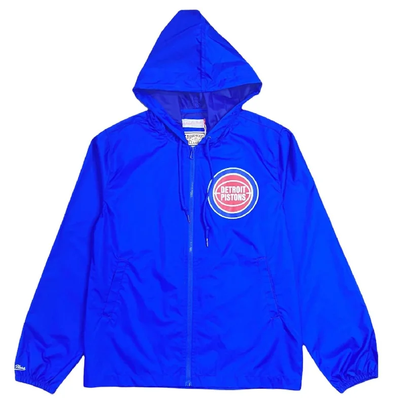 Long - line men coats reaching below the knee for maximum coverageMen's Pistons Windbreaker In Royal Blue