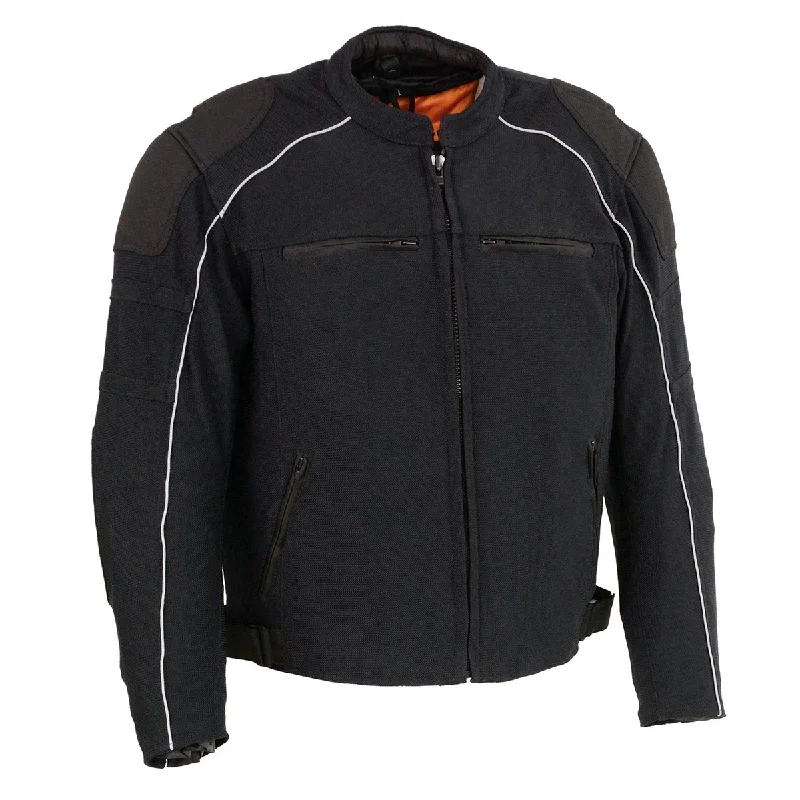 Hooded men jackets with a detachable faux - fur trim for added warmthHooded men jackets with a detachable faux - fur trim for added warmthMilwaukee Leather MPM1791 Men's Black Armored Textile Motorcycle Jacket-All Season Jacket w/ Removable Liner