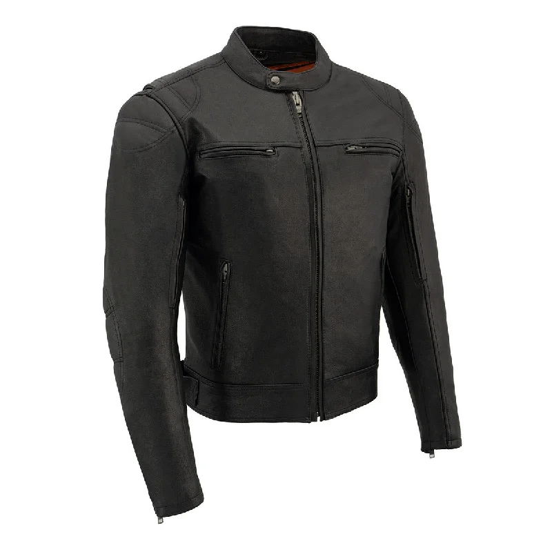 Bomber men jackets with ribbed cuffs for a classic 80s styleBomber men jackets with ribbed cuffs for a classic 80s styleMilwaukee Leather MLM1560 Men's Black Long Body and Vented Motorcycle Leather Jacket