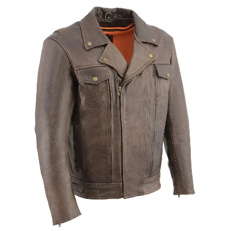 Down - filled men jackets in bright colors for winter fashionDown - filled men jackets in bright colors for winter fashionMilwaukee Leather MLM1522 Men's ‘Vented’ Retro Brown Leather Motorcycle Jacket