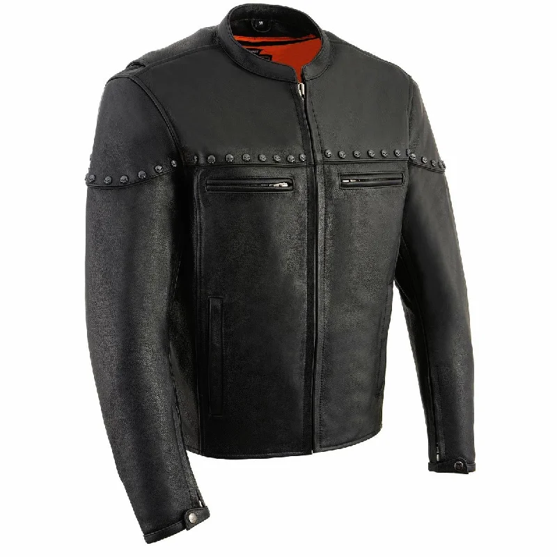 Windbreaker men jackets with UV protection for outdoor activitiesWindbreaker men jackets with UV protection for outdoor activitiesMilwaukee Leather MLM1504 Men's Black ‘The Skelly Racer’ Premium Moto Leather Jacket