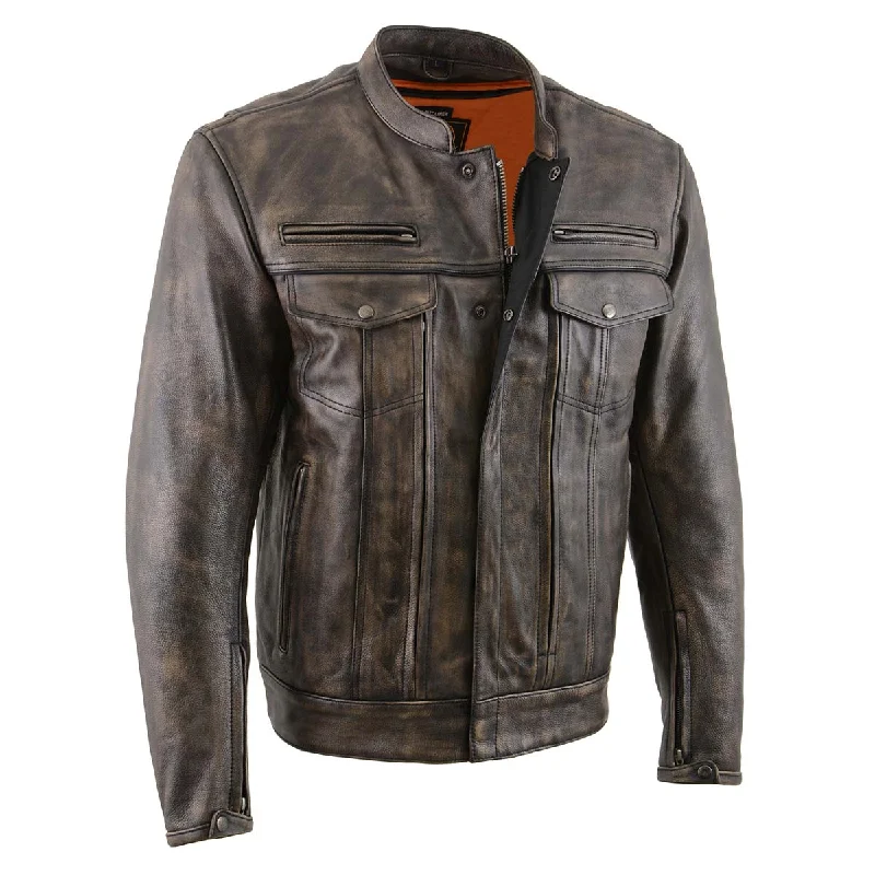 Fleece - lined men jackets for cold - weather commutingFleece - lined men jackets for cold - weather commutingMilwaukee Leather MLM1508 Men's Distressed Brown Premium Leather Motorcycle Rider Jacket