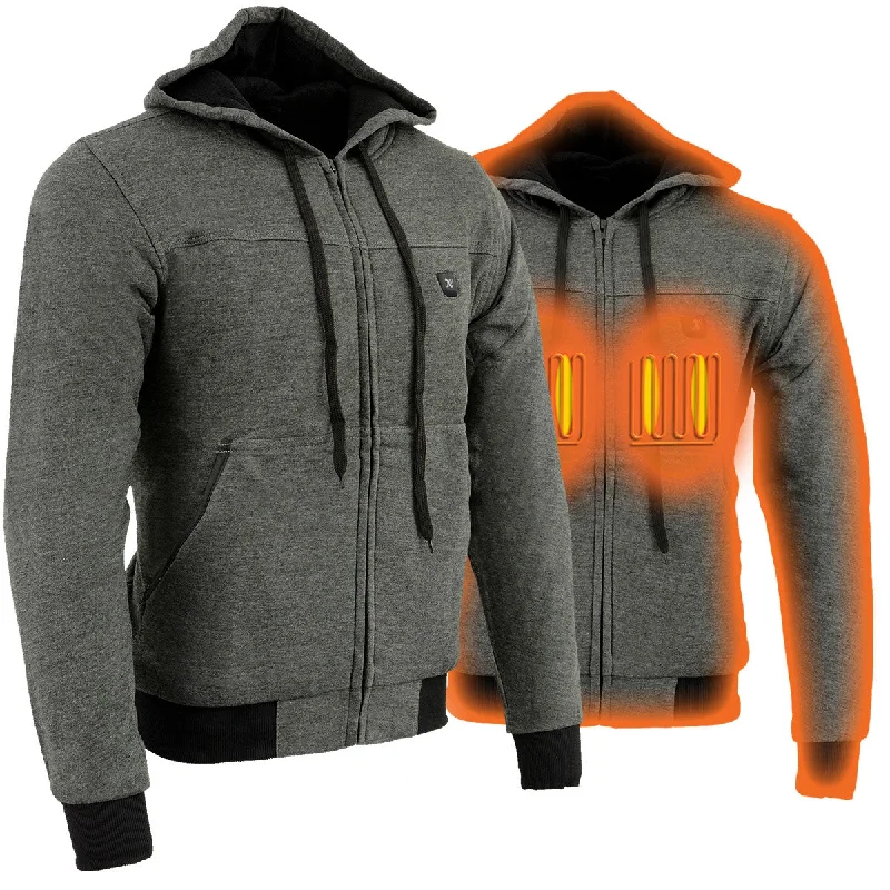 Lightweight men jackets made from recycled nylon for eco - friendly travelLightweight men jackets made from recycled nylon for eco - friendly travelNexgen Heat MPM1713SET Men's Fiery Grey Heated Sweatshirt Jacket Hoodie for Winter w/Battery Pack