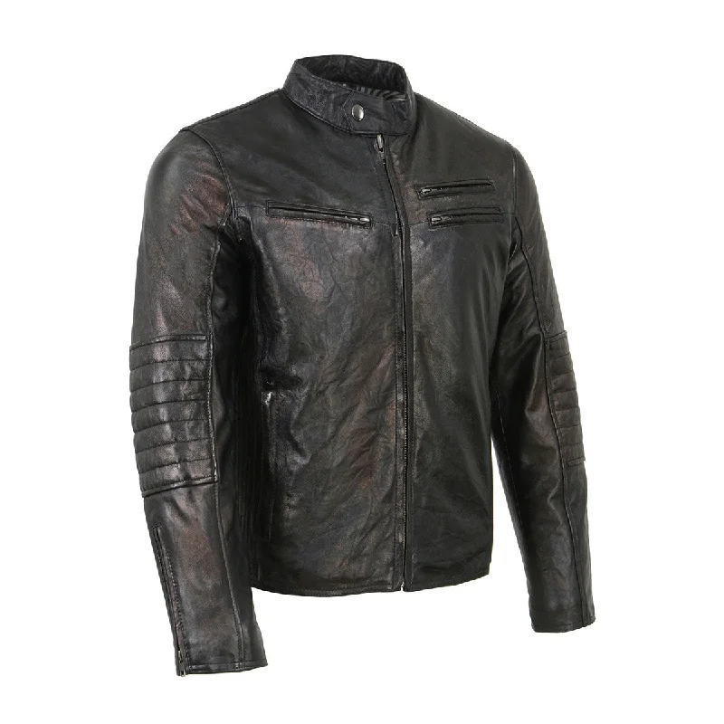 Down - filled men jackets in bright colors for winter fashionDown - filled men jackets in bright colors for winter fashionMilwaukee Leather SFM1809 Men's Two-Tone Euro Collar Cafe Style Leather Jacket