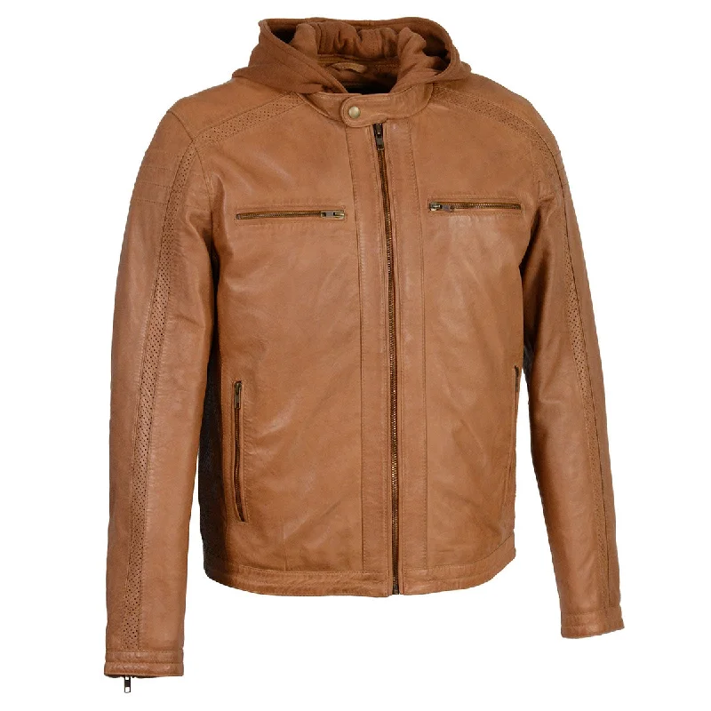 Bomber men jackets with ribbed cuffs for a classic 80s styleBomber men jackets with ribbed cuffs for a classic 80s styleMilwaukee Leather SFM1845 Men's Saddle Fashion Casual Leather Jacket with Removable Hoodie