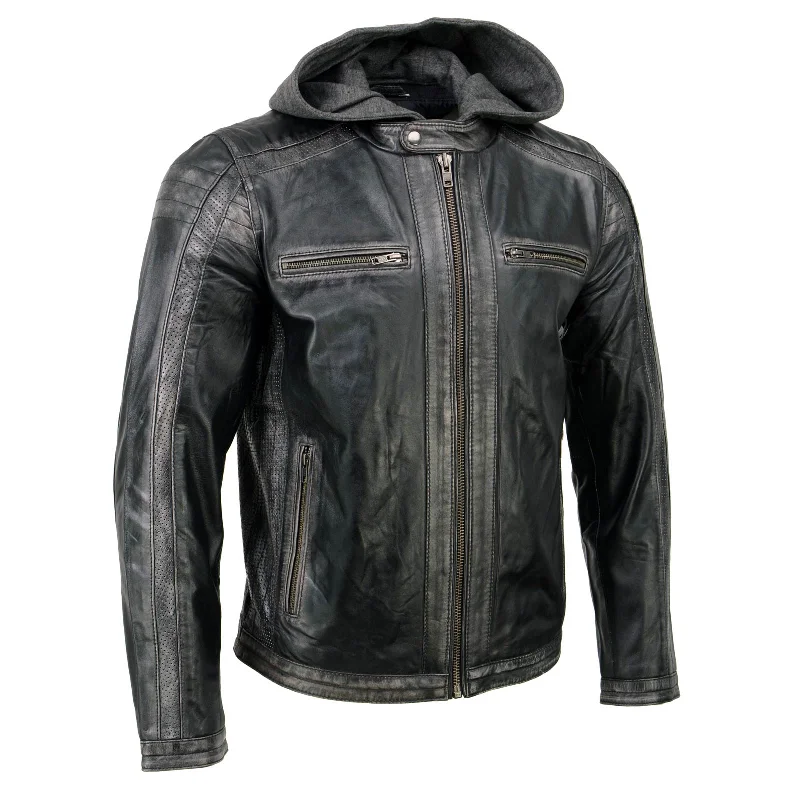 Fleece - lined men jackets for cold - weather commutingFleece - lined men jackets for cold - weather commutingMilwaukee Leather SFM1846 Men's Black Fashion Casual Leather Jacket with Removable Hoodie