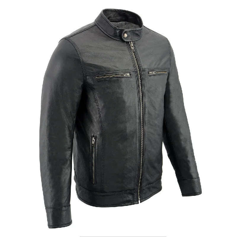 Down - filled men jackets in bright colors for winter fashionDown - filled men jackets in bright colors for winter fashionMilwaukee Leather SFM1866 Men's Classic Black Moto Leather Jacket with Zipper Front