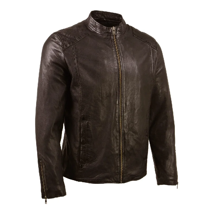 Hooded men jackets with a detachable faux - fur trim for added warmthHooded men jackets with a detachable faux - fur trim for added warmthMilwaukee Leather Vintage SFM1803 Men's Brown Leather Moto Style Fashion Jacket