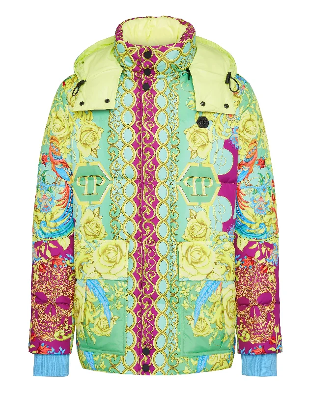 Men coats with a hooded design for added protection against the elementsMen coats with a hooded design for added protection against the elementsNylon Jacket print New Baroque