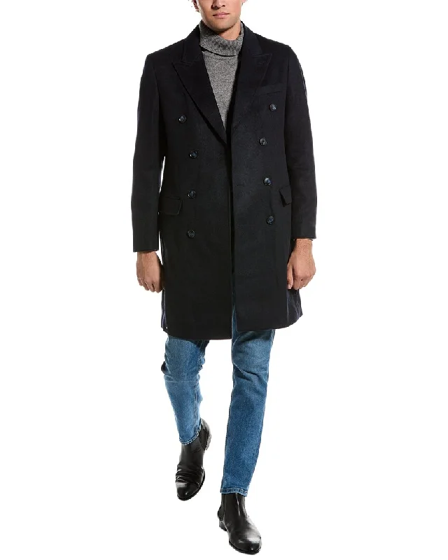 Men coats with a water - resistant finish for light rain and splashesPaisley & Gray Peak Double-Breasted Wool-Blend Coat